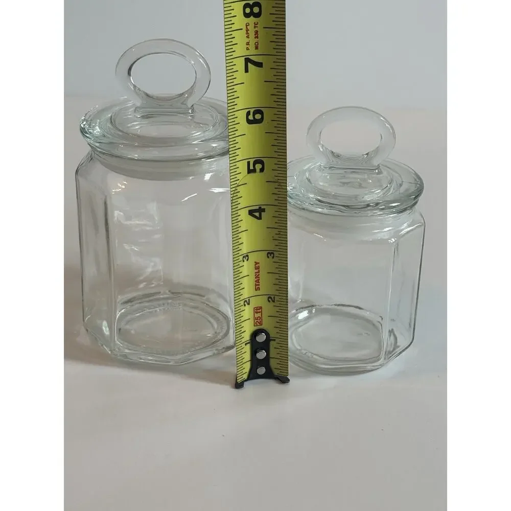 Clear Glass Apothecary Jars Canister with Loop Handles Bathroom Kitchen Storage